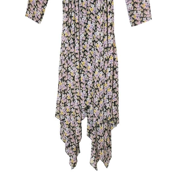 Tommy Hilfiger Sheer Bon Sorbonne Floral Hanky Hem Dress Midi Maxi Pink Black XS - Picture 6 of 16